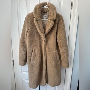 Long gap teddy coat in light brown